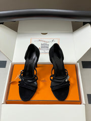 HM 25S HIGH-HEEL SANDAL 105 MM IN BLACK SUEDE