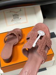 HM 25S ORAN HIGH‑HEEL SANDAL IN PEACHY PINK SUEDE AND LAMBSKIN