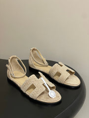 HM 25S SANTORINI SANDAL IN BEIGE SUEDE AND LAMBSKIN