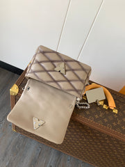LV 25S GO-14 MM 23 IN BROWN QUILTED LAMBSKIN SILVER HARDWARE