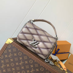 LV 25S GO-14 MM 23 IN BROWN QUILTED LAMBSKIN SILVER HARDWRE