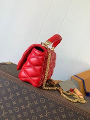 LV 25S GO-14 MM 23 IN CRIMSON RED QUILTED LAMBSKIN GOLD HARDWRE