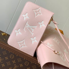 NEVERFULL MM BAG 32 IN PINK AND BEIGE EMBOSSED COWHIDE