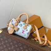 NANO SPEEDY BAG 16 IN COLORFUL MONOGRAM PATTERN AND WHITE COATED CANVAS