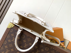 LV 25S ONTHEGO PM BAG 25 IN BEIGE DREAM EMBOSSED TEXTURED CALFSKIN