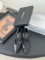 HIGH HEELS WAIST CUTTING IN BLACK CALFSKIN