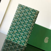 RICHELIEU CHECKBOOK WALLET 19 IN GREEN GOYARDINE CANVAS AND CALFSKIN