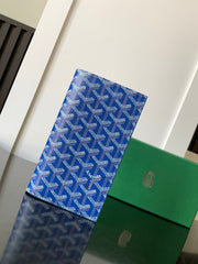 RICHELIEU CHECKBOOK WALLET 19 IN SAPPHIRE BLUE GOYARDINE CANVAS AND CALFSKIN