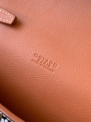 CHYPRE WALLET-POUCH 21 IN BLACK GOYARDINE CANVAS AND TAN CALFSKIN