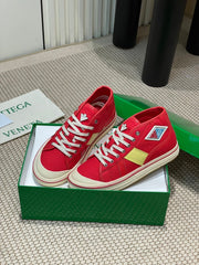 ELIOT SNEAKER IN CHERRY RED CANVAS AND CALFSKIN