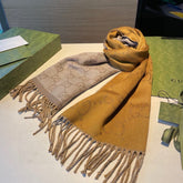 SCARF IN PEANUT BROWN AND KHAKI BROWN WOOL 405142