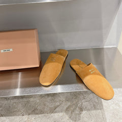 Mules Slippers Copper Color Lambskin