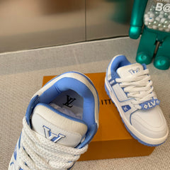 LV TRAINER MAXI SNEAKER IN WHITE MIX OCEAN BLUE CALFSKIN
