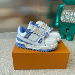 LV TRAINER MAXI SNEAKER IN WHITE MIX OCEAN BLUE CALFSKIN