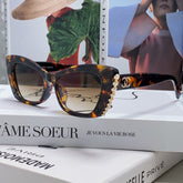 CAT EYE SUNGLASSES 632699 IN HAVANA ACETATE EMBOSSED PEARL