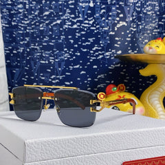 PANTHÈRE SQUARE FRAME SUNGLASSES 559671 IN METAL AND WOODEN