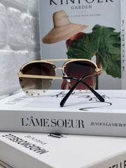 PARTY PILOT SUNGLASSES 567464 IN GOLD METAL BROWN SMOKE LENSES