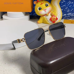 SIGNATURE SQUARE SUNGLASSES 567476 IN GOLD METAL BLACK LENSES