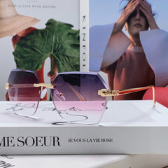 PANTHÈRE RIMLESS GEOMETRIC FRAME SUNGLASSES 539743 IN METAL