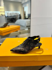 ALLURE HIGH 4.5 CM SLINGBACK IN CHOCOLATE BROWN MONOGRAM CALFSKIN