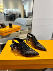 ALLURE HIGH 4.5 CM SLINGBACK IN CHOCOLATE BROWN MONOGRAM CALFSKIN