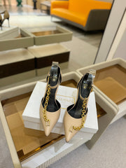 BALMAIN 25S SYNC STILETTOS WITH POINTED TOE 95MM IN BEIGE CALFSKIN