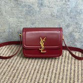 SOLFERINO SMALL SATCHEL 19 IN SCARLET RED CALFSKIN GOLD HARDWARE