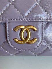 CHANEL 25S HOBO BAG 19 CM IN PURPLE LAMBSKIN WITH GOLD HARDWARE