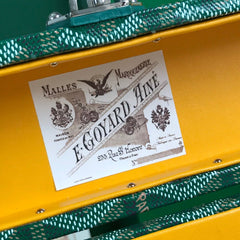 CASSETTE TRUNK BAG 21 IN GREEN GOYARDINE CANVAS & CLAMECY COWHIDE