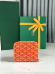MATIGNON MINI WALLET 11 IN ORANGE GOYARDINE CANVAS AND CALFSKIN