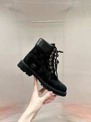 LV X TIMBERLAND ANKLE BOOT IN BLACK MONOGRAM SUEDE