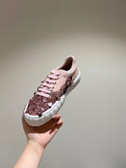 RUNWAY SEQUIN CASUAL SHOES IN CREPE PINK CALFSKIN