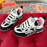 LV SKATE SNEAKER IN WHITE MIX BLACK AND LIGHT PINK CALFSKIN
