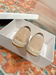 ESPADRILLES BEIGE SUEDE EMBOSSED LOGO