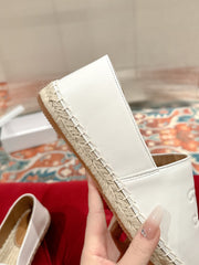 ESPADRILLES WHITE SHINY CALFSKIN EMBOSSED LOGO