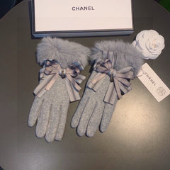 GLOVES IN DOLPHIN GRAY WOOL AND RABBIT FUR 441838