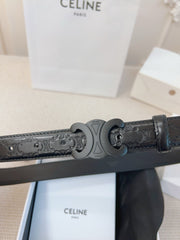 CELINE 25S BELT 25MM TRIOMPHE IN BLACK CALFSKIN 563334