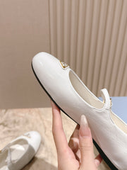 PRADA 25S BALLERINAS IN WHITE CALFSKIN GLOSSY