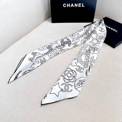 CHANEL 25S SCARF 90 IN TWILL SILK 740294