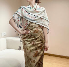 HERMES 25S SCARF 135 IN CASHMERE SILK 854593