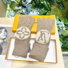 LV GLOVES IN DESERT BROWN WOOL 464990