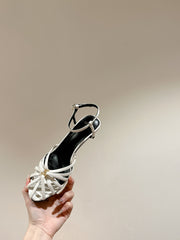 TRIOMPHE SANDAL 85 MM IN WHITE LAMBSKIN