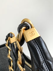 CHANEL 25S HOBO BAG 26 CM IN BLACK LAMBSKIN WITH GOLD HARDWARE