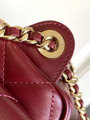 CHANEL 25S CAMERA BAG 23 IN DARK RED LAMBSKIN WITH GOLD HARDWARE