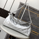 CHANEL 25S HOBO BAG 40 CM IN SILVER LAMBSKIN