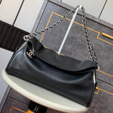 CHANEL 25S HOBO BAG 40 CM IN BLACK SMOOTH CALFSKIN
