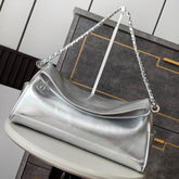 CHANEL 25S HOBO BAG 40 CM IN SILVER SMOOTH CALFSKIN