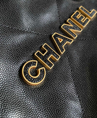 CHANEL BAG 25S 42 CM IN BLACK LAMBSKIN WITH GOLD HARDWARE
