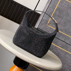 CHANEL 25S SHOPPING BAG 18 CM IN BLACK RHINESTONE-STUDDED