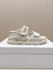 DIOR BACK-STRAP SANDALS 25S IN WHITE DENIM AND CALFSKIN WITH GOLD HARDWARE